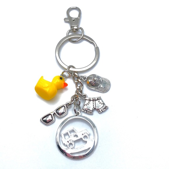 Yellow Duck ATV Off Road Keychain Bag Charm Ducking Cap Sunglasses Short… - Picture 5 of 6